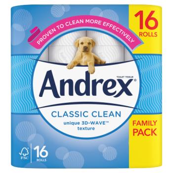 Andrex Classic Clean Family Pack Toilet Tissue 16 Roll RRP 9.80 CLEARANCE XL 8.99
